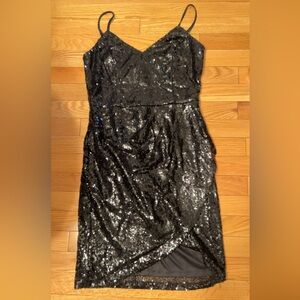 Lulu's Black Asymmetrical Sequin Dress